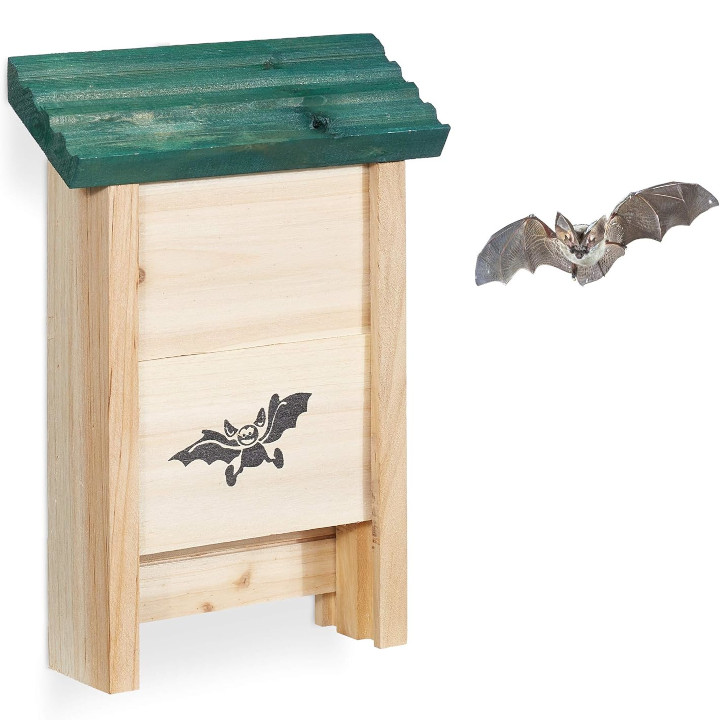 Nichoir pour chauve-souris avec une chauve-souris qui vole